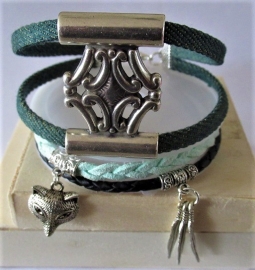 Bracelet donker groen & mint 