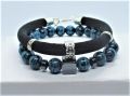 Drip-art & hematiet Bracelt blauw - zwart