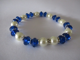 Armband glas parels - cobalt blauw kristal