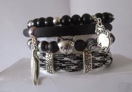 Bracelet zwart/wit - kat