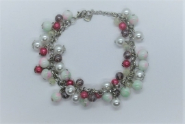 Armband schakel - roze/groen