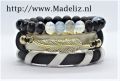 Bracelet trio zwart/wit