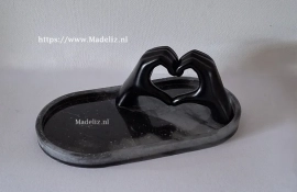 Decoratie plateau met hart handen