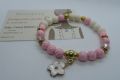 Roze drip-art armband met bloem bedel