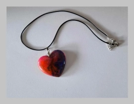Pink/purple heart - complete ketting