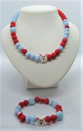 Kindersieraden setje rood/blauw