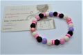 Hippe armband roze/rpaars/zwart