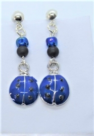 Oorbellen lieveheersbeestjes blauw.